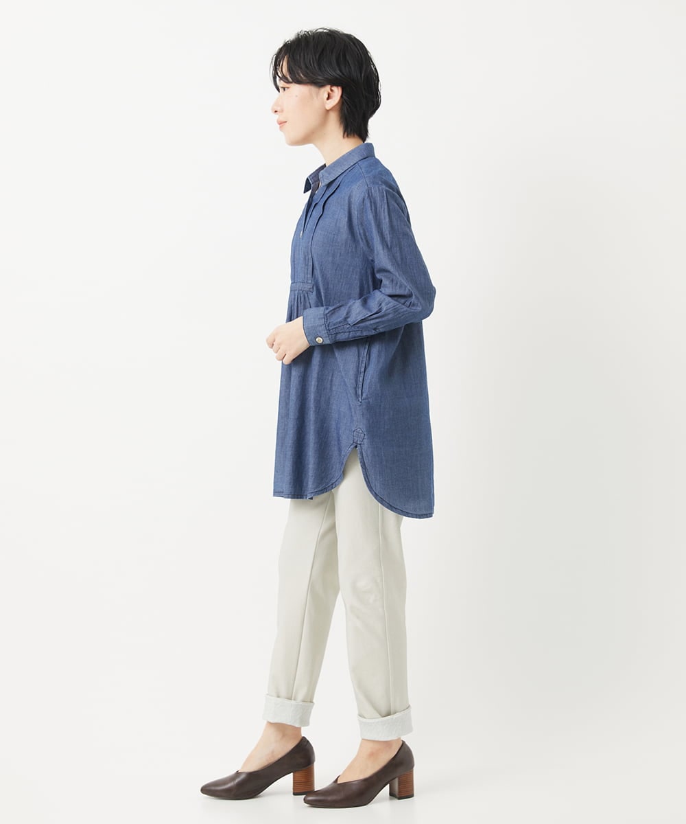 NHLEB51270 GIANNI LO GIUDICE(小さいサイズ)(メゾン ドゥ サンク) [日本製]デニムレースプリントパンツ ネイビーブラック