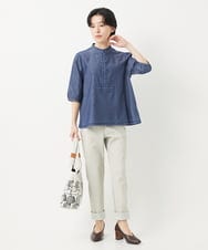 NHLEB51270 GIANNI LO GIUDICE(小さいサイズ)(メゾン ドゥ サンク) [日本製]デニムレースプリントパンツ ネイビーブラック