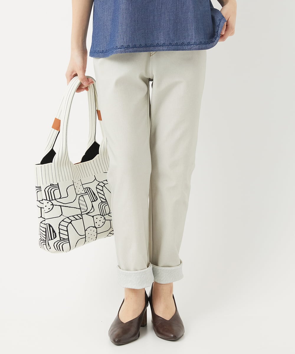 NHLEB51270 GIANNI LO GIUDICE(小さいサイズ)(メゾン ドゥ サンク) [日本製]デニムレースプリントパンツ ネイビーブラック