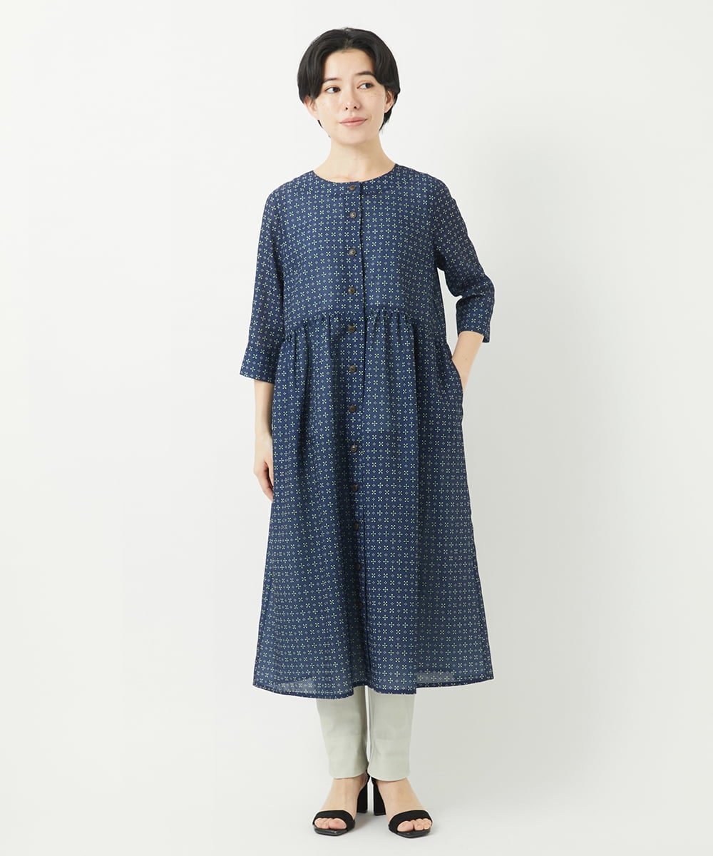 NHLEB51270 GIANNI LO GIUDICE(小さいサイズ)(メゾン ドゥ サンク) [日本製]デニムレースプリントパンツ ネイビーブラック