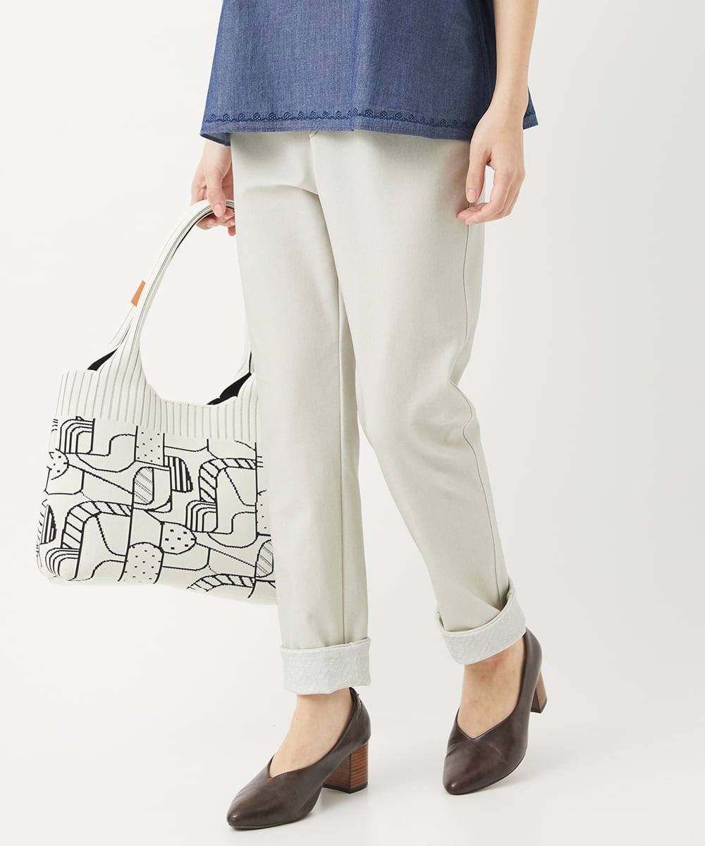 NHLEB51270 GIANNI LO GIUDICE(小さいサイズ)(メゾン ドゥ サンク) [日本製]デニムレースプリントパンツ ネイビーブラック