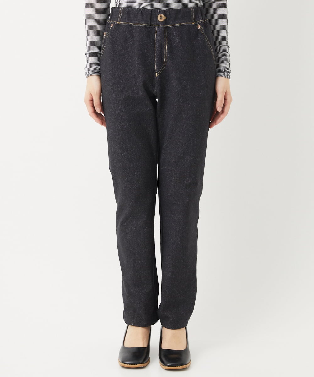 NHLEB51270 GIANNI LO GIUDICE(小さいサイズ)(メゾン ドゥ サンク) [日本製]デニムレースプリントパンツ ネイビーブラック