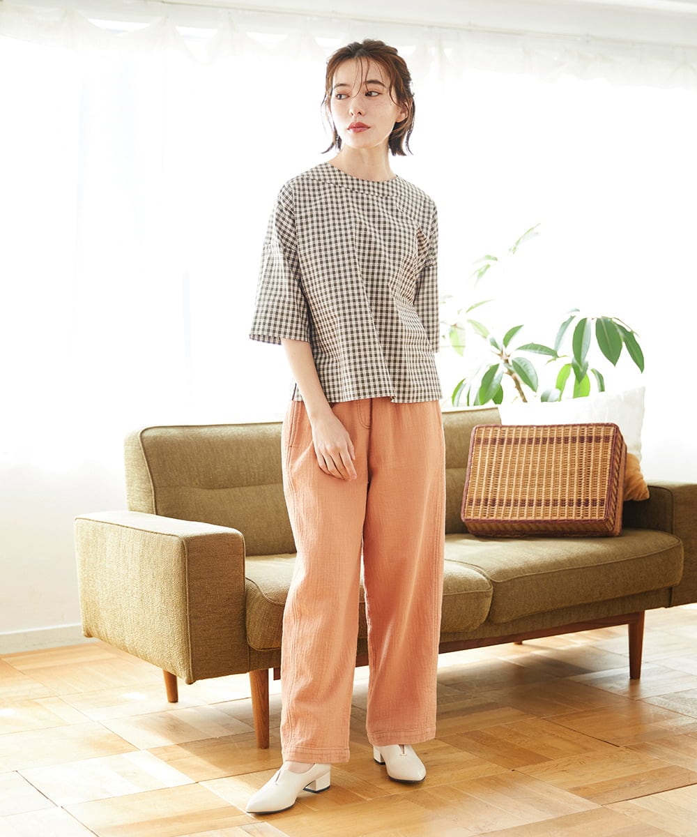 NHLEF15270 GIANNI LO GIUDICE(小さいサイズ)(メゾン ドゥ サンク) [セットアップ対応]二重織ガーゼデニム製品染めパンツ ネイビー