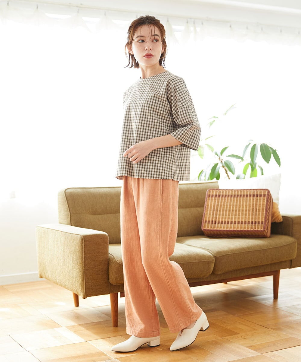 NHLEF15270 GIANNI LO GIUDICE(小さいサイズ)(メゾン ドゥ サンク) [セットアップ対応]二重織ガーゼデニム製品染めパンツ ネイビー