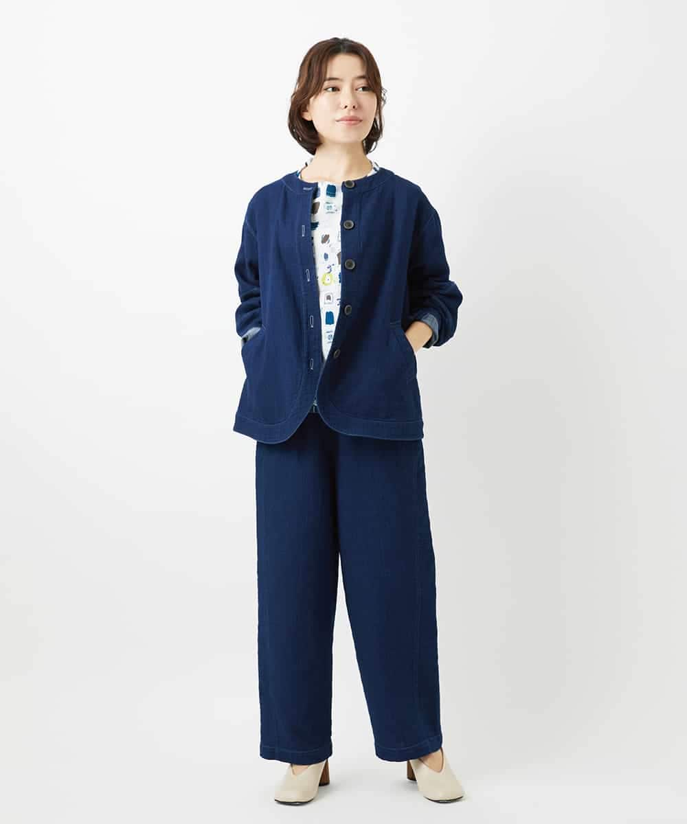 NHLEF15270 GIANNI LO GIUDICE(小さいサイズ)(メゾン ドゥ サンク) [セットアップ対応]二重織ガーゼデニム製品染めパンツ ネイビー