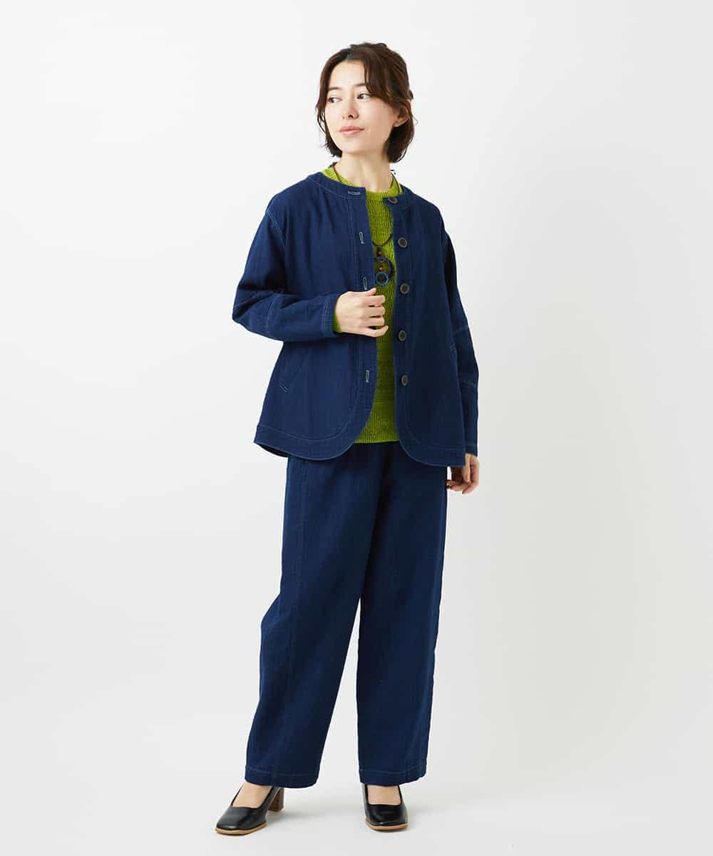 NHLEF15270 GIANNI LO GIUDICE(小さいサイズ)(メゾン ドゥ サンク) [セットアップ対応]二重織ガーゼデニム製品染めパンツ ネイビー