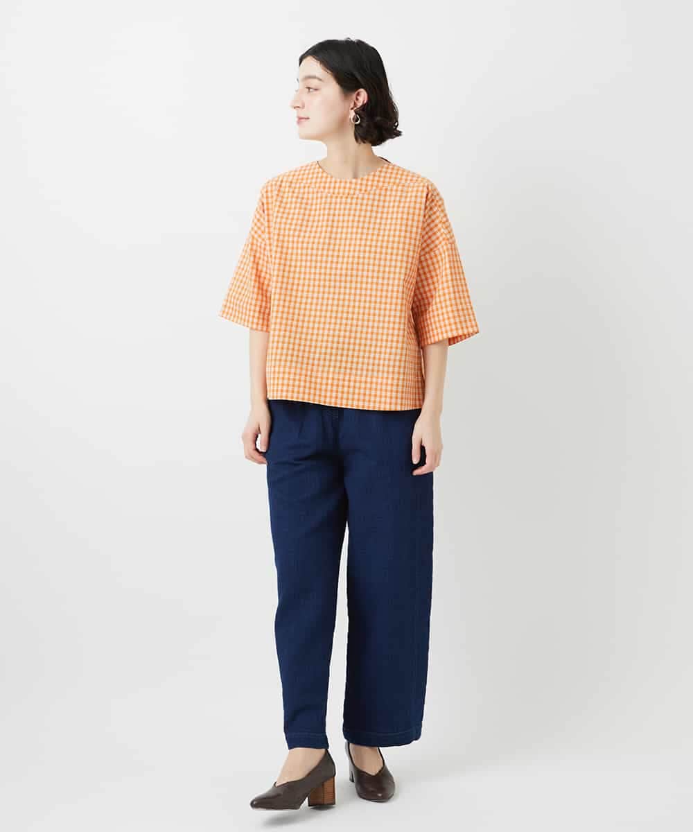 NHLEF15270 GIANNI LO GIUDICE(小さいサイズ)(メゾン ドゥ サンク) [セットアップ対応]二重織ガーゼデニム製品染めパンツ ネイビー