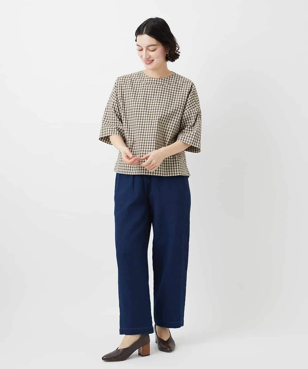 NHLEF15270 GIANNI LO GIUDICE(小さいサイズ)(メゾン ドゥ サンク) [セットアップ対応]二重織ガーゼデニム製品染めパンツ ネイビー