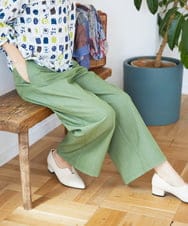 NHLEF84230 GIANNI LO GIUDICE(小さいサイズ)(メゾン ドゥ サンク) ストレッチセミワイドパンツ グリーン