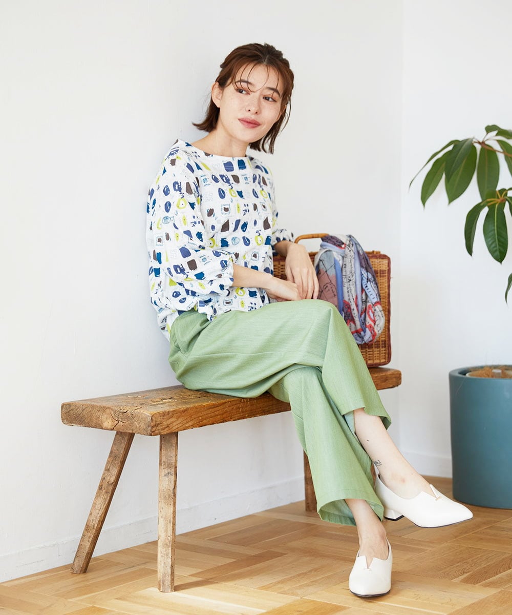 NHLEF84230 GIANNI LO GIUDICE(小さいサイズ)(メゾン ドゥ サンク) ストレッチセミワイドパンツ ライトブルー