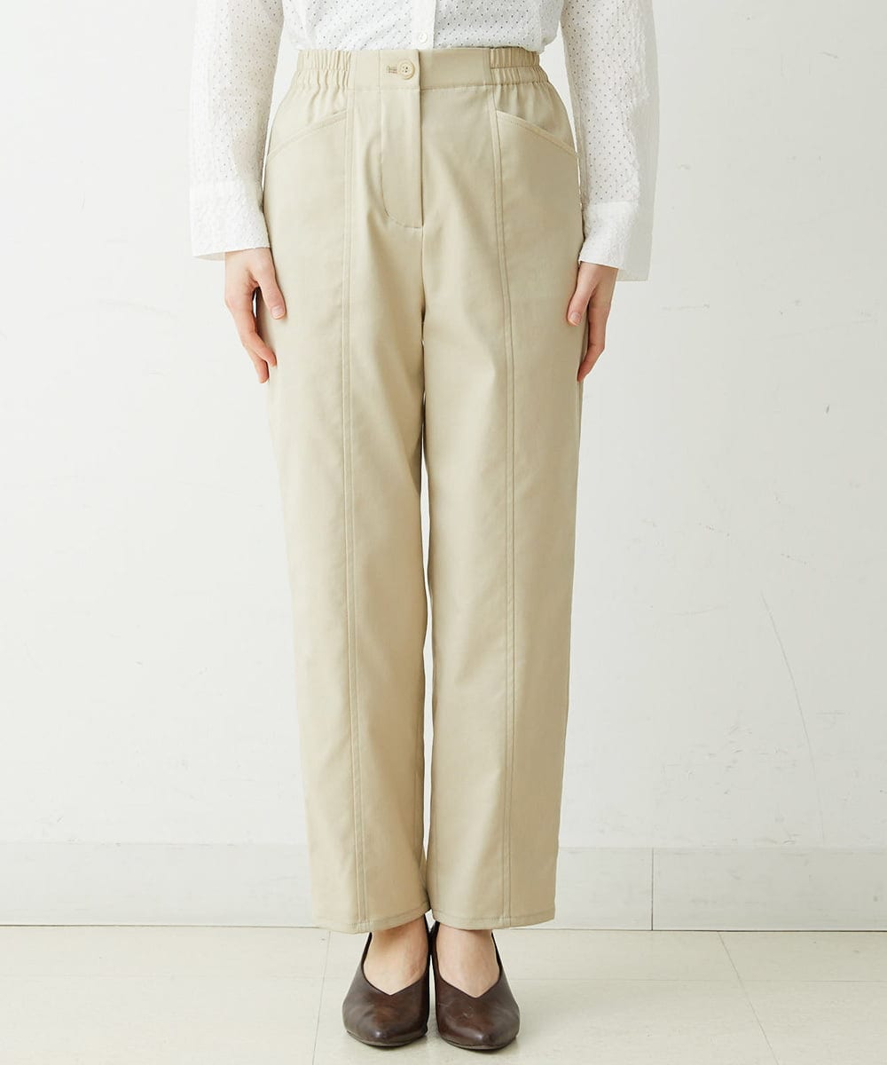 NHLET01230 GIANNI LO GIUDICE(小さいサイズ)(メゾン ドゥ サンク) [日本製/洗える]ストレッチテーパードパンツ ベージュ