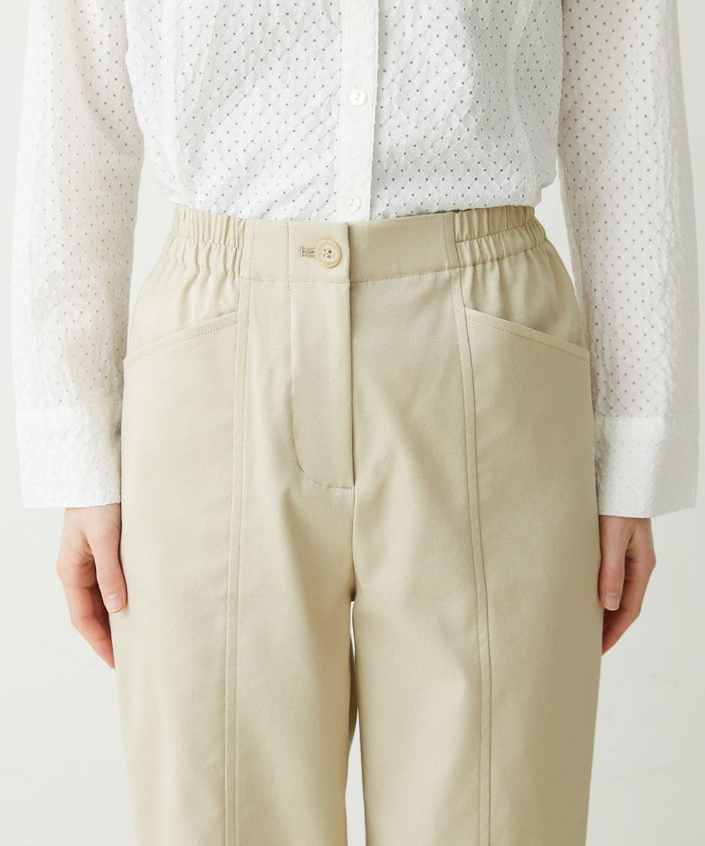 NHLET01230 GIANNI LO GIUDICE(小さいサイズ)(メゾン ドゥ サンク) [日本製/洗える]ストレッチテーパードパンツ ベージュ