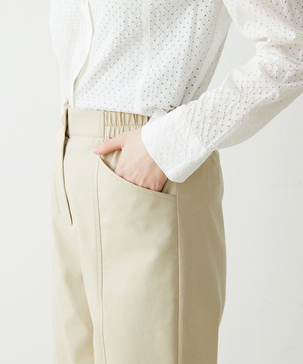 NHLET01230 GIANNI LO GIUDICE(小さいサイズ)(メゾン ドゥ サンク) [日本製/洗える]ストレッチテーパードパンツ ベージュ
