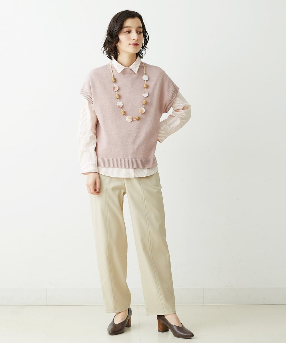 NHLET01230 GIANNI LO GIUDICE(小さいサイズ)(メゾン ドゥ サンク) [日本製/洗える]ストレッチテーパードパンツ ベージュ