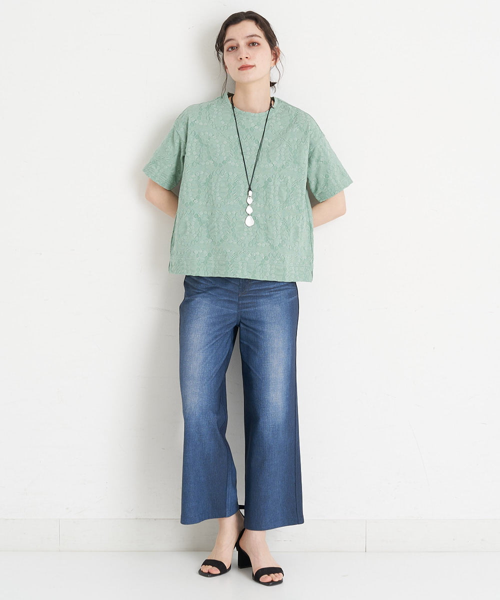 NHLET21230 GIANNI LO GIUDICE(小さいサイズ)(メゾン ドゥ サンク) [リバーシブル]デニム柄転写プリントパンツ ネイビー