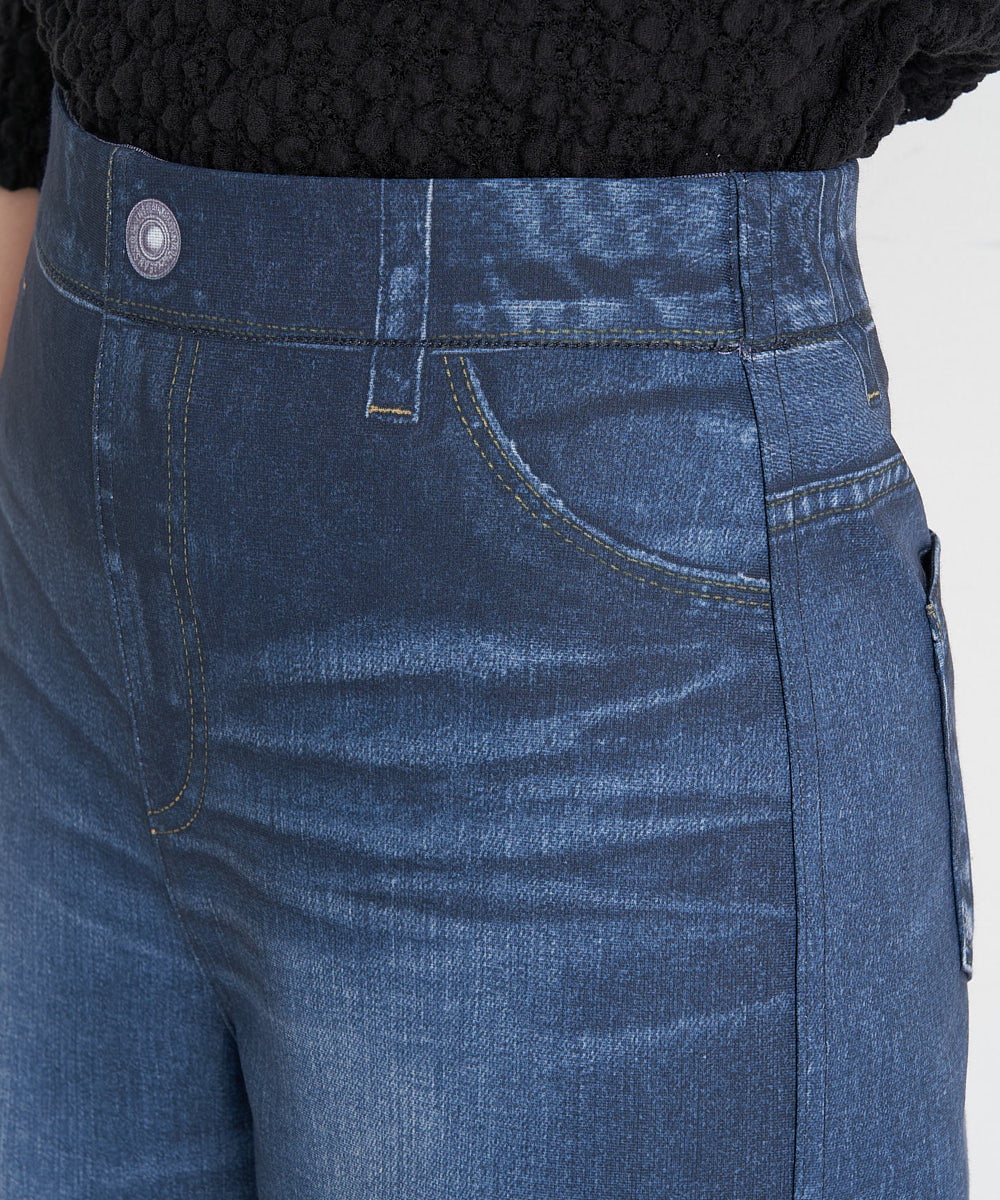 NHLET21230 GIANNI LO GIUDICE(小さいサイズ)(メゾン ドゥ サンク) [リバーシブル]デニム柄転写プリントパンツ ネイビー