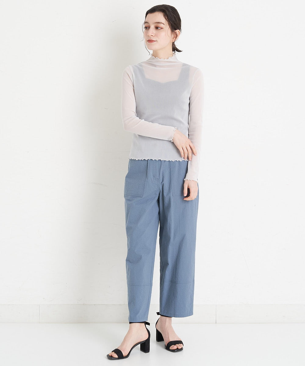 NHLET22210 GIANNI LO GIUDICE(小さいサイズ)(メゾン ドゥ サンク) コットンサッカーストレッチベイカーパンツ ブラウングレー