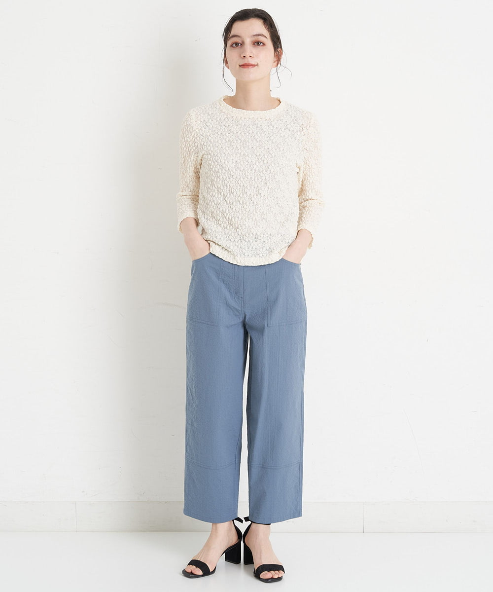 NHLET22210 GIANNI LO GIUDICE(小さいサイズ)(メゾン ドゥ サンク) コットンサッカーストレッチベイカーパンツ ブラウングレー