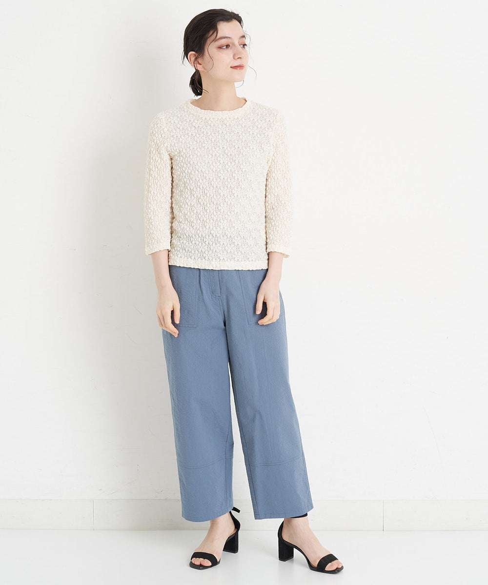 NHLET22210 GIANNI LO GIUDICE(小さいサイズ)(メゾン ドゥ サンク) コットンサッカーストレッチベイカーパンツ ブラウングレー