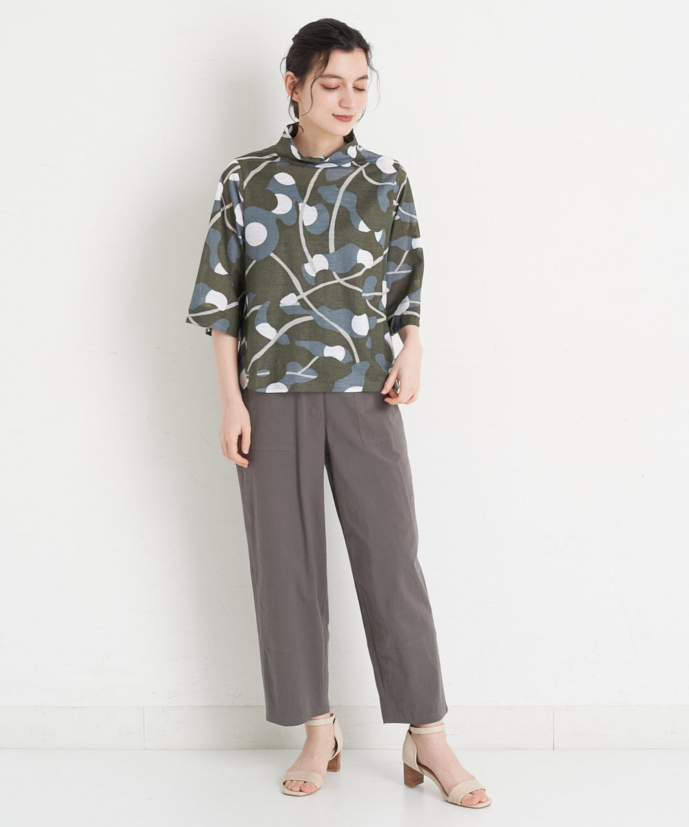 NHLET22210 GIANNI LO GIUDICE(小さいサイズ)(メゾン ドゥ サンク) コットンサッカーストレッチベイカーパンツ ブラウングレー