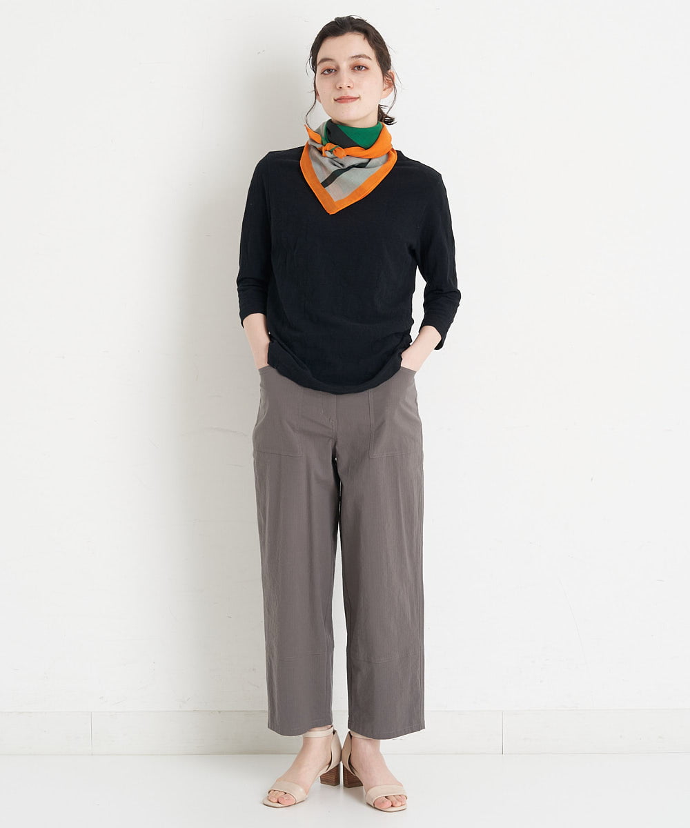 NHLET22210 GIANNI LO GIUDICE(小さいサイズ)(メゾン ドゥ サンク) コットンサッカーストレッチベイカーパンツ ブラウングレー