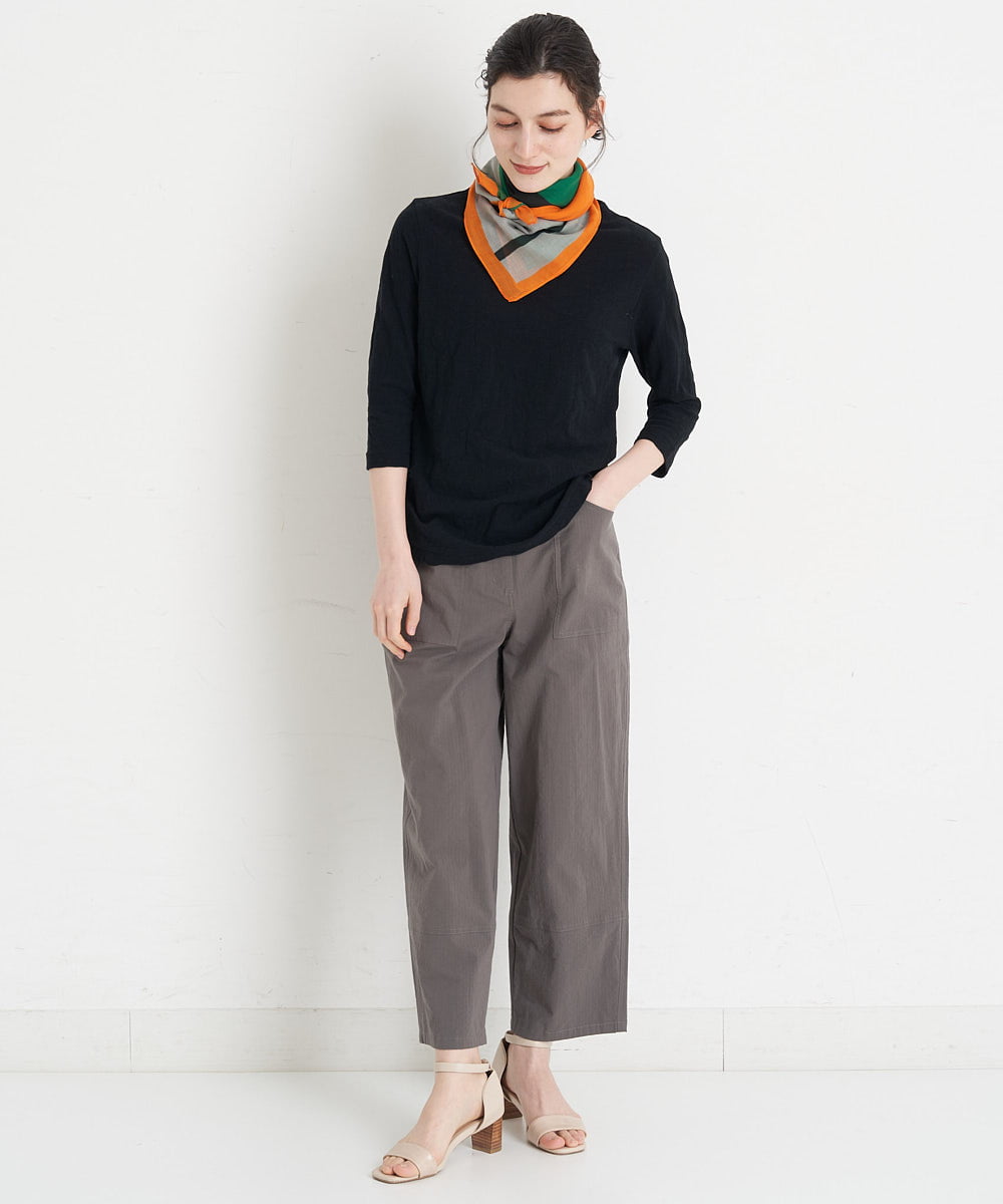 NHLET22210 GIANNI LO GIUDICE(小さいサイズ)(メゾン ドゥ サンク) コットンサッカーストレッチベイカーパンツ ブラウングレー