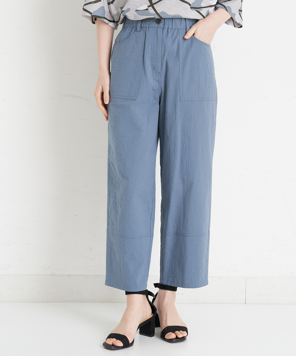 NHLET22210 GIANNI LO GIUDICE(小さいサイズ)(メゾン ドゥ サンク) コットンサッカーストレッチベイカーパンツ ブラウングレー