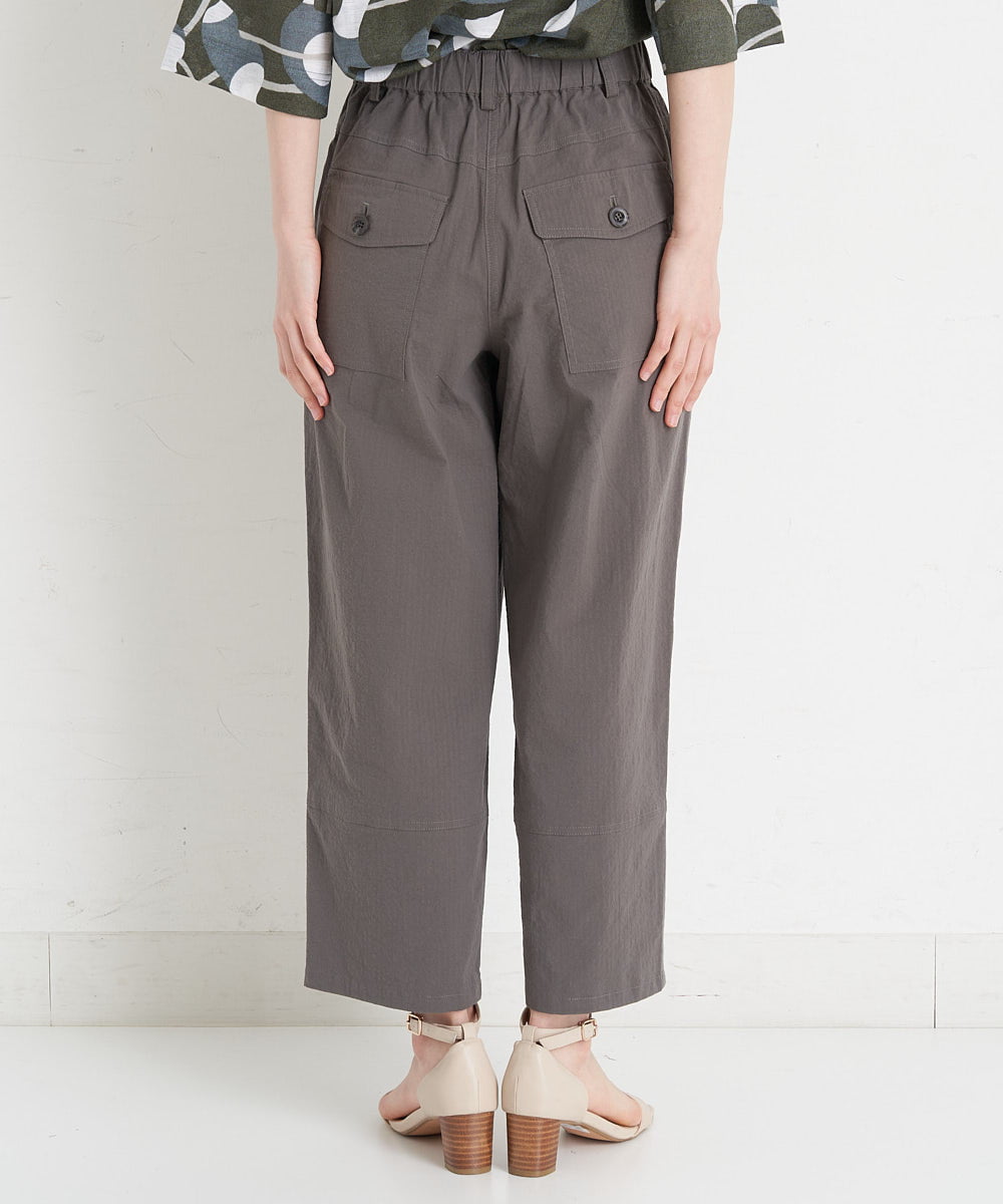 NHLET22210 GIANNI LO GIUDICE(小さいサイズ)(メゾン ドゥ サンク) コットンサッカーストレッチベイカーパンツ ブラウングレー