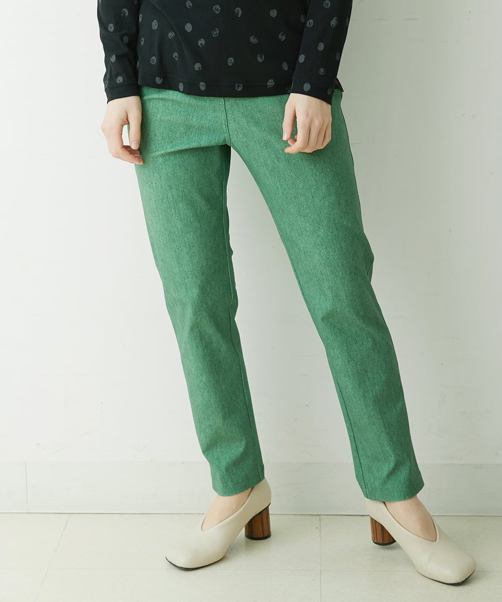 NHLEU80170 GIANNI LO GIUDICE(小さいサイズ)(メゾン ドゥ サンク) ハイテンションストレッチカラーパンツ グリーン