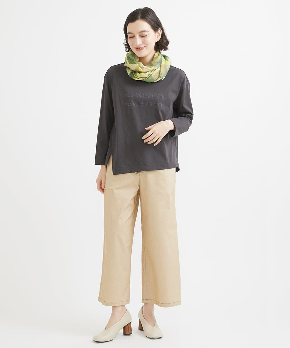 NHLEX82190 GIANNI LO GIUDICE(小さいサイズ)(メゾン ドゥ サンク) [セットアップ対応]デニムライクストレッチワイドパンツ ベージュ