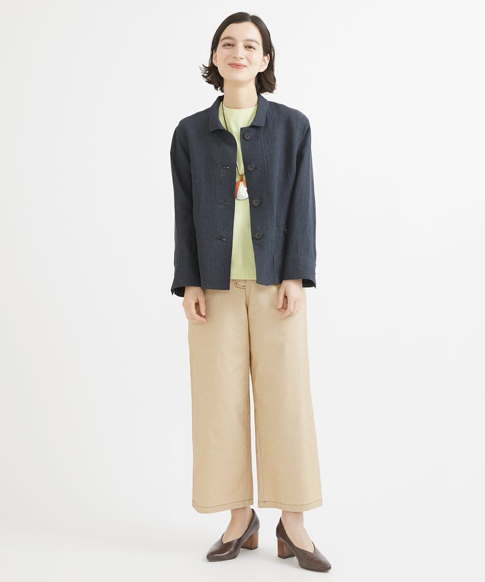 NHLEX82190 GIANNI LO GIUDICE(小さいサイズ)(メゾン ドゥ サンク) [セットアップ対応]デニムライクストレッチワイドパンツ ベージュ
