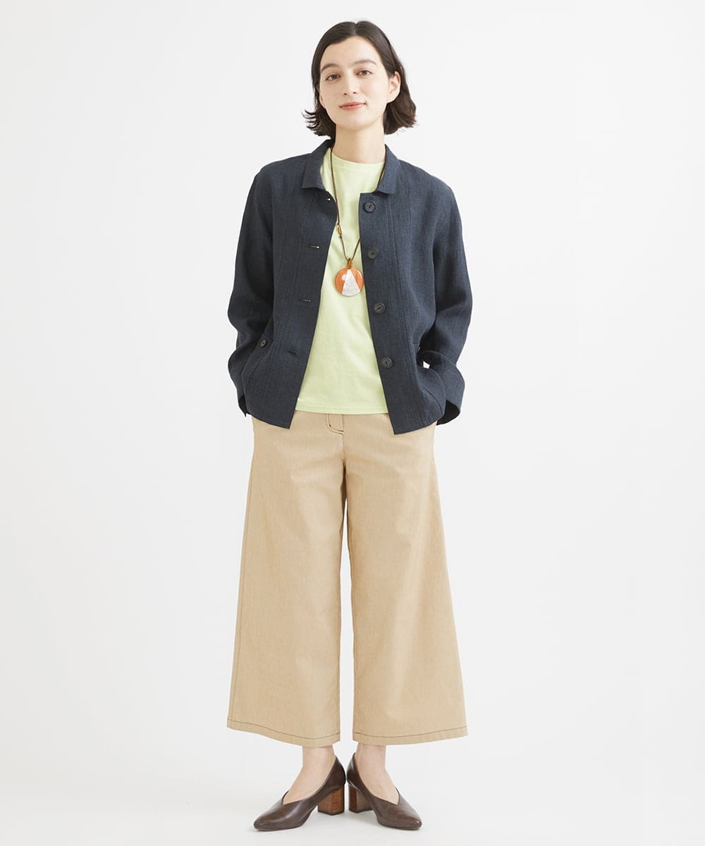 NHLEX82190 GIANNI LO GIUDICE(小さいサイズ)(メゾン ドゥ サンク) [セットアップ対応]デニムライクストレッチワイドパンツ ベージュ