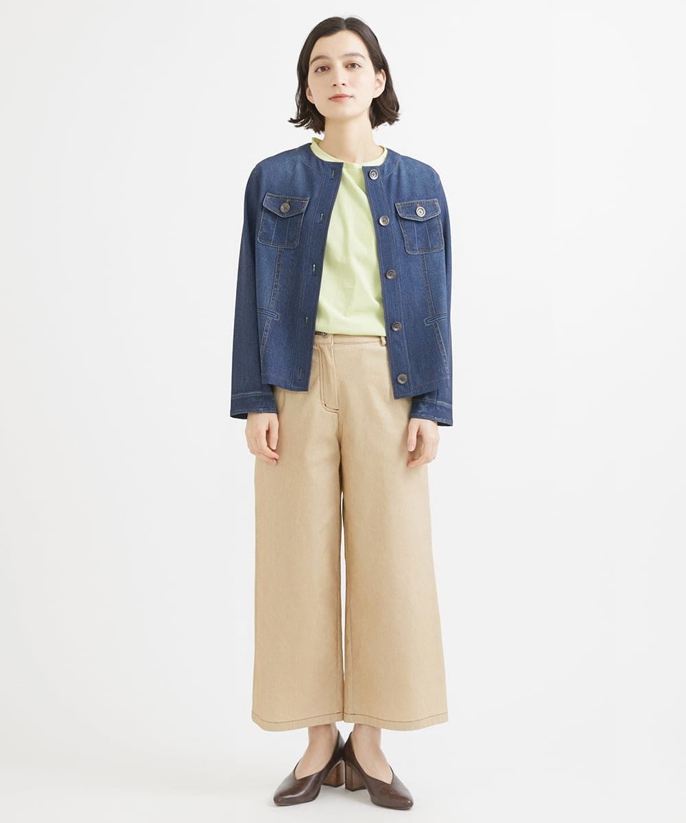 NHLEX82190 GIANNI LO GIUDICE(小さいサイズ)(メゾン ドゥ サンク) [セットアップ対応]デニムライクストレッチワイドパンツ ベージュ
