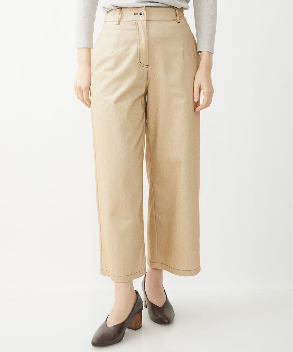 NHLEX82190 GIANNI LO GIUDICE(小さいサイズ)(メゾン ドゥ サンク) [セットアップ対応]デニムライクストレッチワイドパンツ ベージュ
