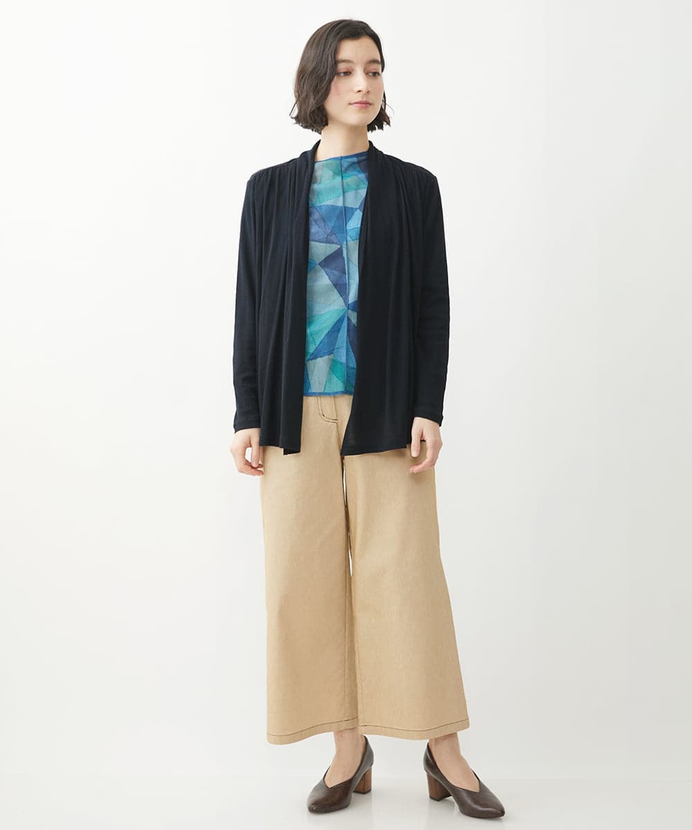 NHLEX82190 GIANNI LO GIUDICE(小さいサイズ)(メゾン ドゥ サンク) [セットアップ対応]デニムライクストレッチワイドパンツ ベージュ