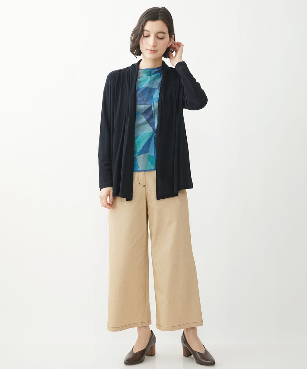 NHLEX82190 GIANNI LO GIUDICE(小さいサイズ)(メゾン ドゥ サンク) [セットアップ対応]デニムライクストレッチワイドパンツ ベージュ