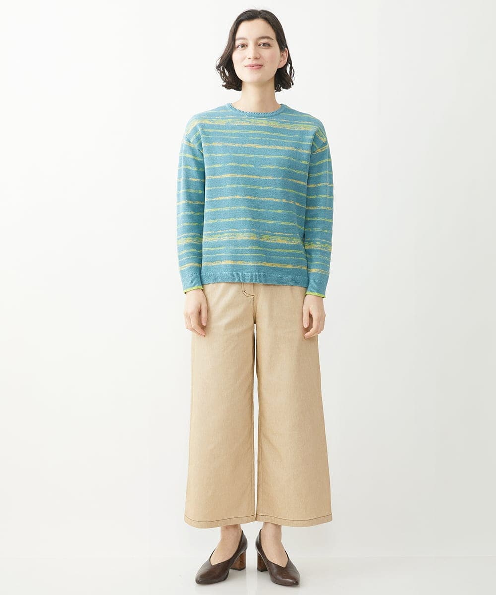 NHLEX82190 GIANNI LO GIUDICE(小さいサイズ)(メゾン ドゥ サンク) [セットアップ対応]デニムライクストレッチワイドパンツ ベージュ