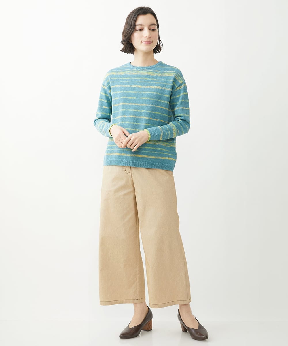 NHLEX82190 GIANNI LO GIUDICE(小さいサイズ)(メゾン ドゥ サンク) [セットアップ対応]デニムライクストレッチワイドパンツ ベージュ