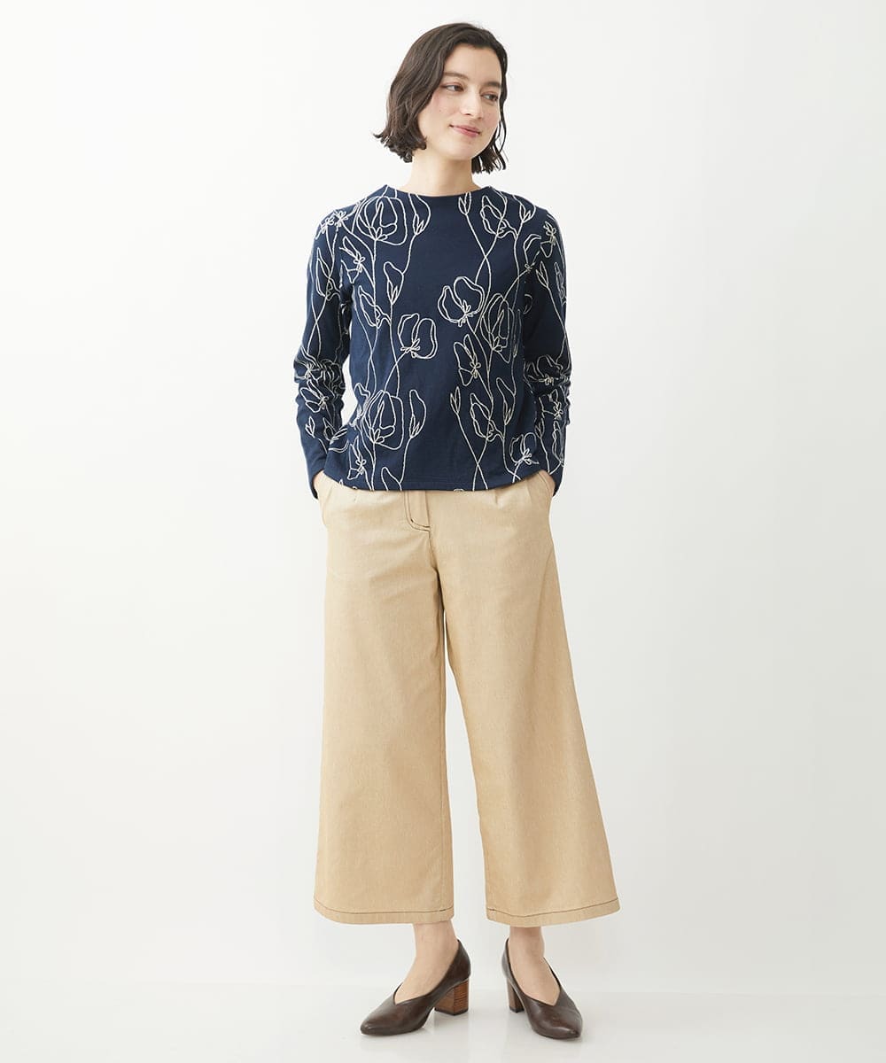 NHLEX82190 GIANNI LO GIUDICE(小さいサイズ)(メゾン ドゥ サンク) [セットアップ対応]デニムライクストレッチワイドパンツ ベージュ