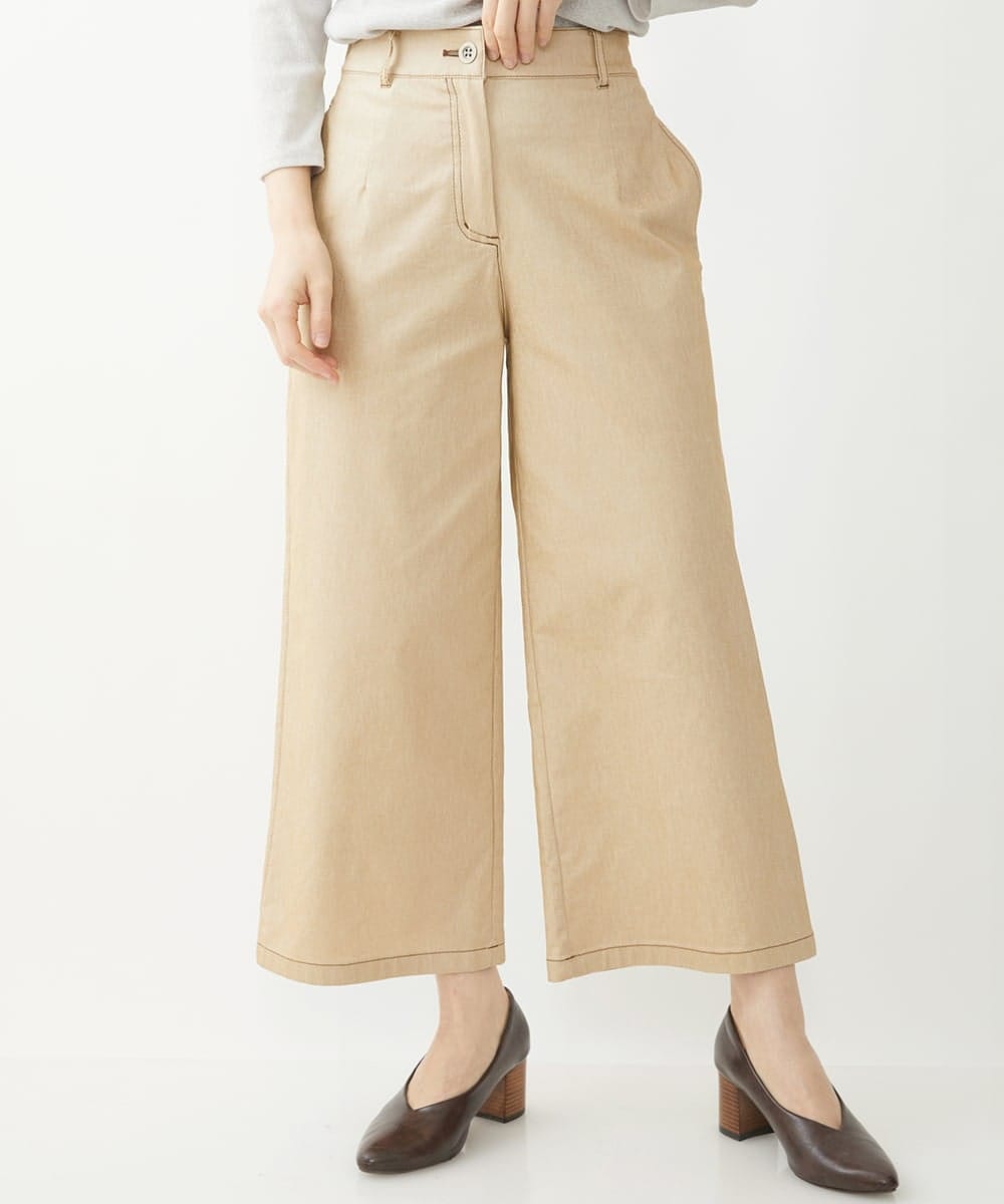 NHLEX82190 GIANNI LO GIUDICE(小さいサイズ)(メゾン ドゥ サンク) [セットアップ対応]デニムライクストレッチワイドパンツ ベージュ