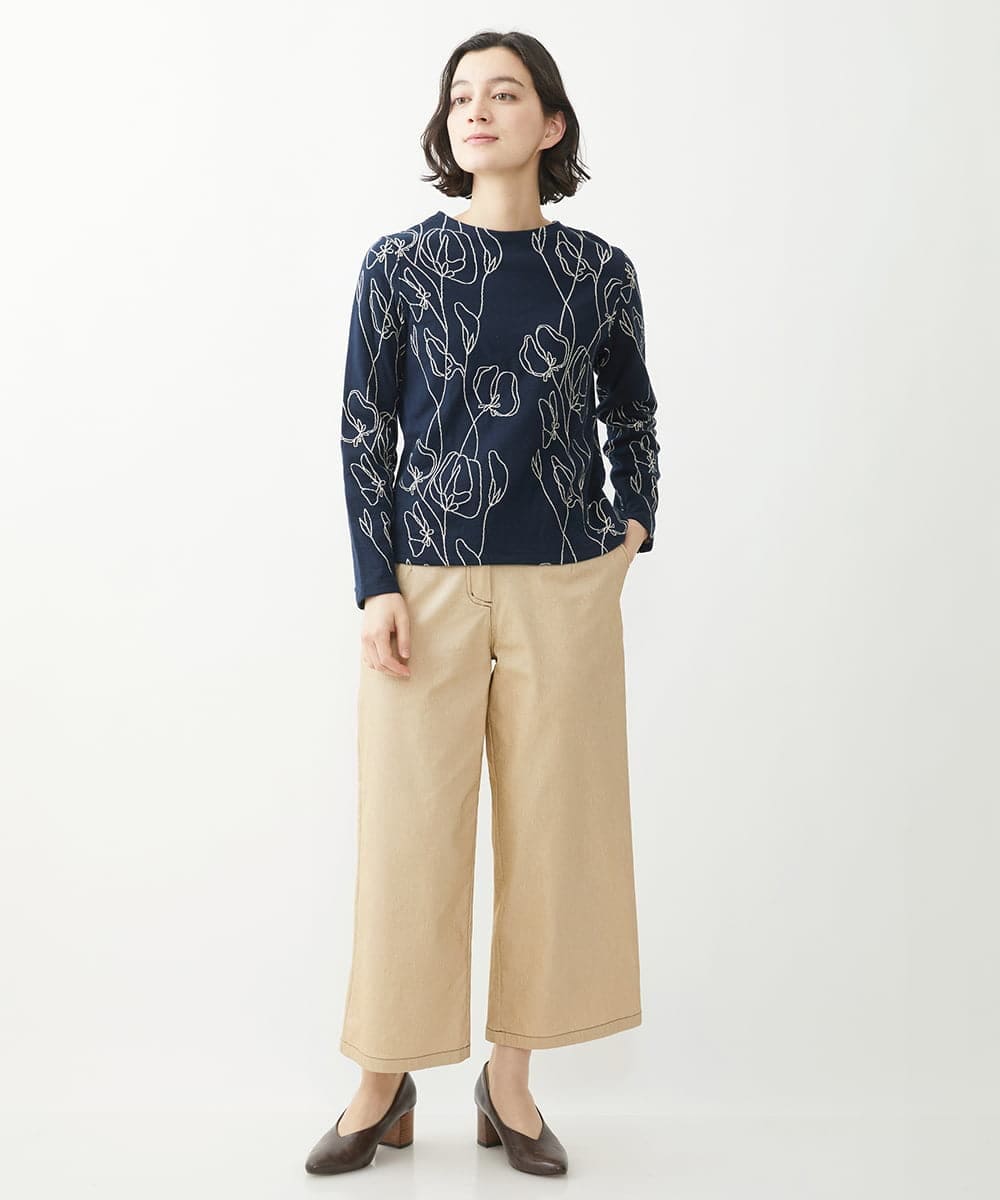 NHLEX82190 GIANNI LO GIUDICE(小さいサイズ)(メゾン ドゥ サンク) [セットアップ対応]デニムライクストレッチワイドパンツ ベージュ