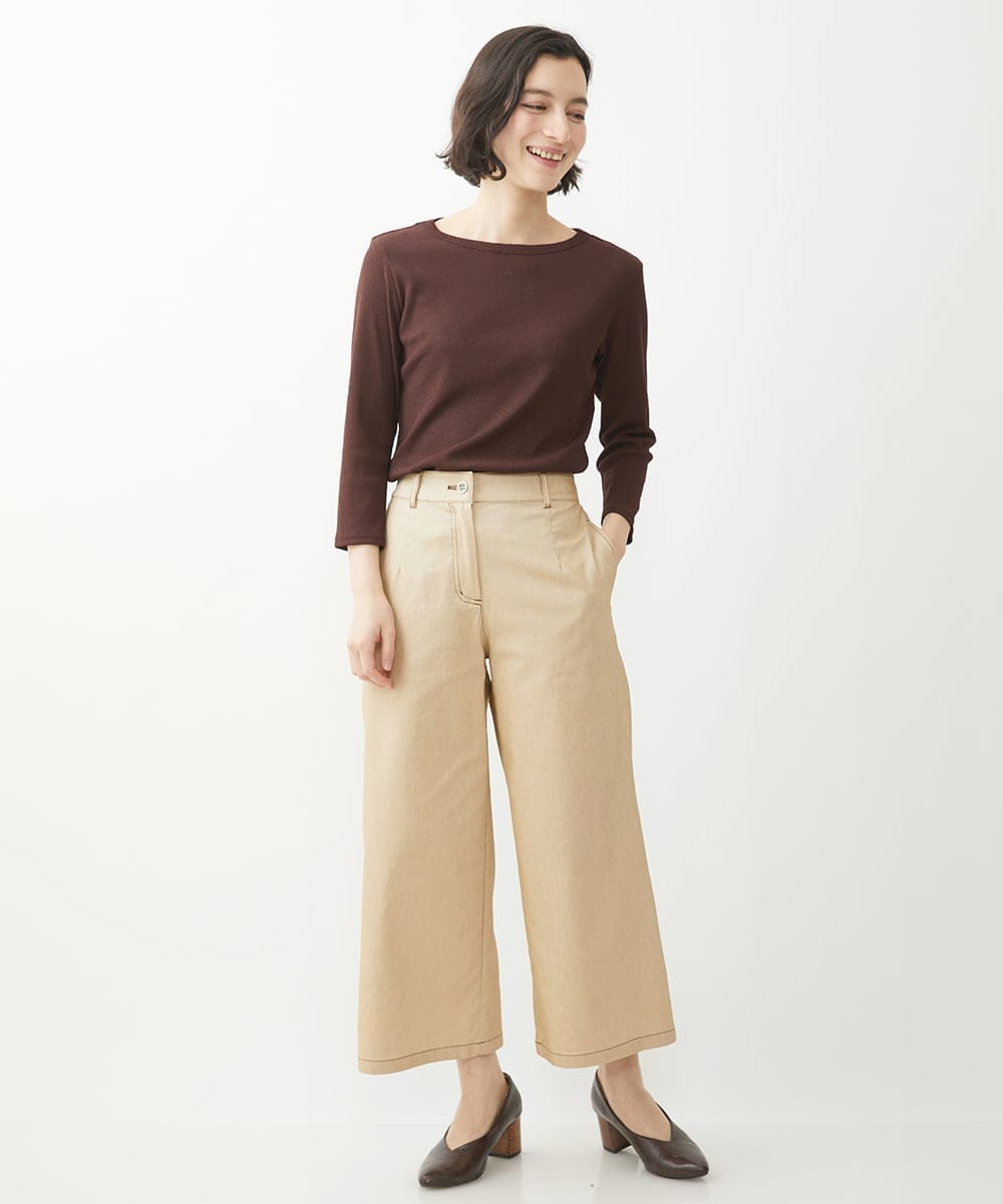 NHLEX82190 GIANNI LO GIUDICE(小さいサイズ)(メゾン ドゥ サンク) [セットアップ対応]デニムライクストレッチワイドパンツ ベージュ