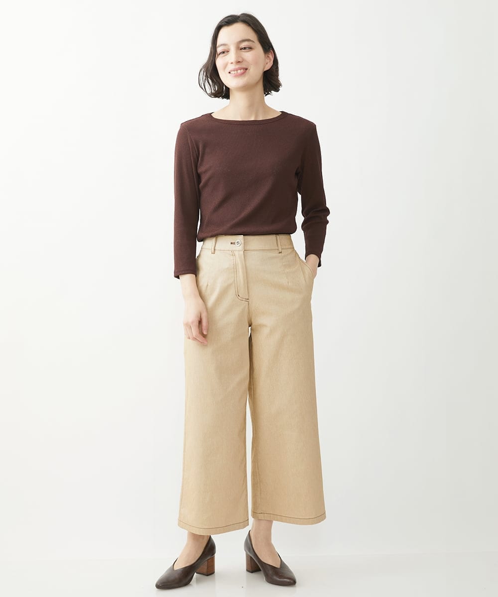NHLEX82190 GIANNI LO GIUDICE(小さいサイズ)(メゾン ドゥ サンク) [セットアップ対応]デニムライクストレッチワイドパンツ ベージュ