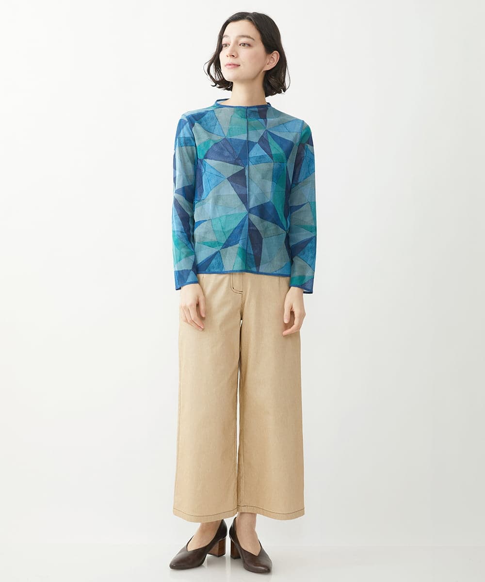 NHLEX82190 GIANNI LO GIUDICE(小さいサイズ)(メゾン ドゥ サンク) [セットアップ対応]デニムライクストレッチワイドパンツ ベージュ