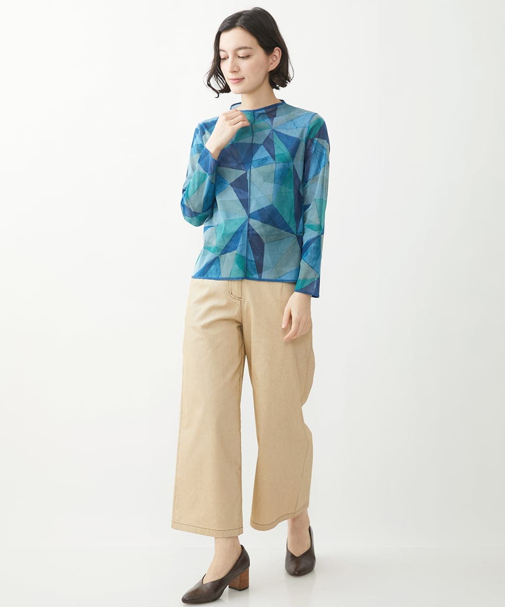 NHLEX82190 GIANNI LO GIUDICE(小さいサイズ)(メゾン ドゥ サンク) [セットアップ対応]デニムライクストレッチワイドパンツ ベージュ