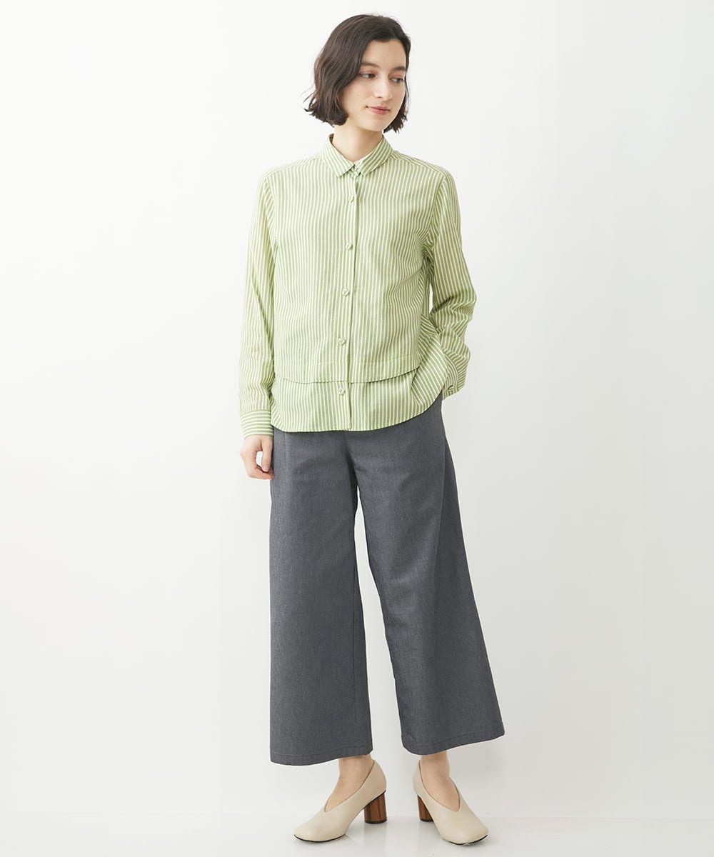 NHLEX82190 GIANNI LO GIUDICE(小さいサイズ)(メゾン ドゥ サンク) [セットアップ対応]デニムライクストレッチワイドパンツ ベージュ