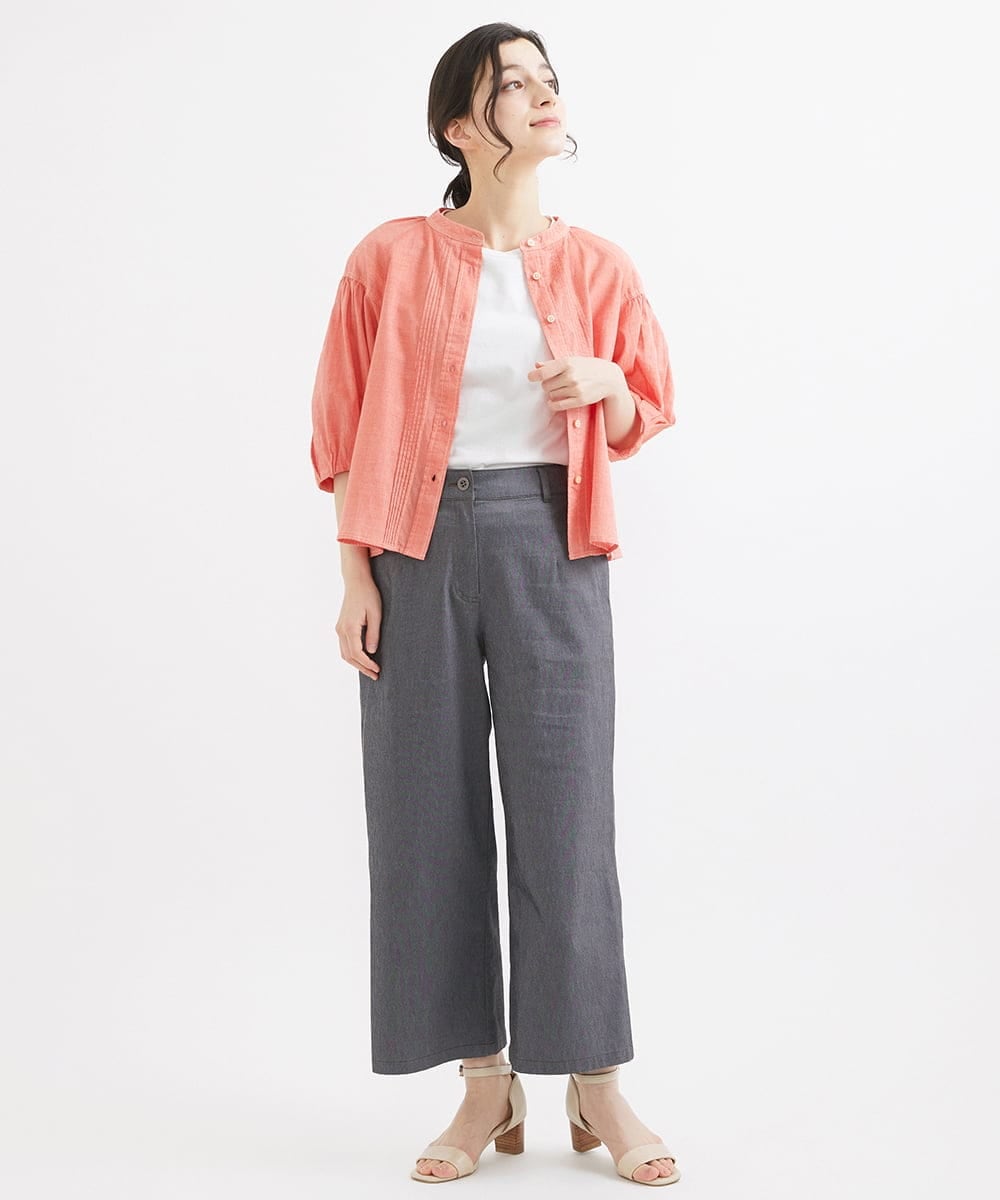 NHLEX82190 GIANNI LO GIUDICE(小さいサイズ)(メゾン ドゥ サンク) [セットアップ対応]デニムライクストレッチワイドパンツ ベージュ