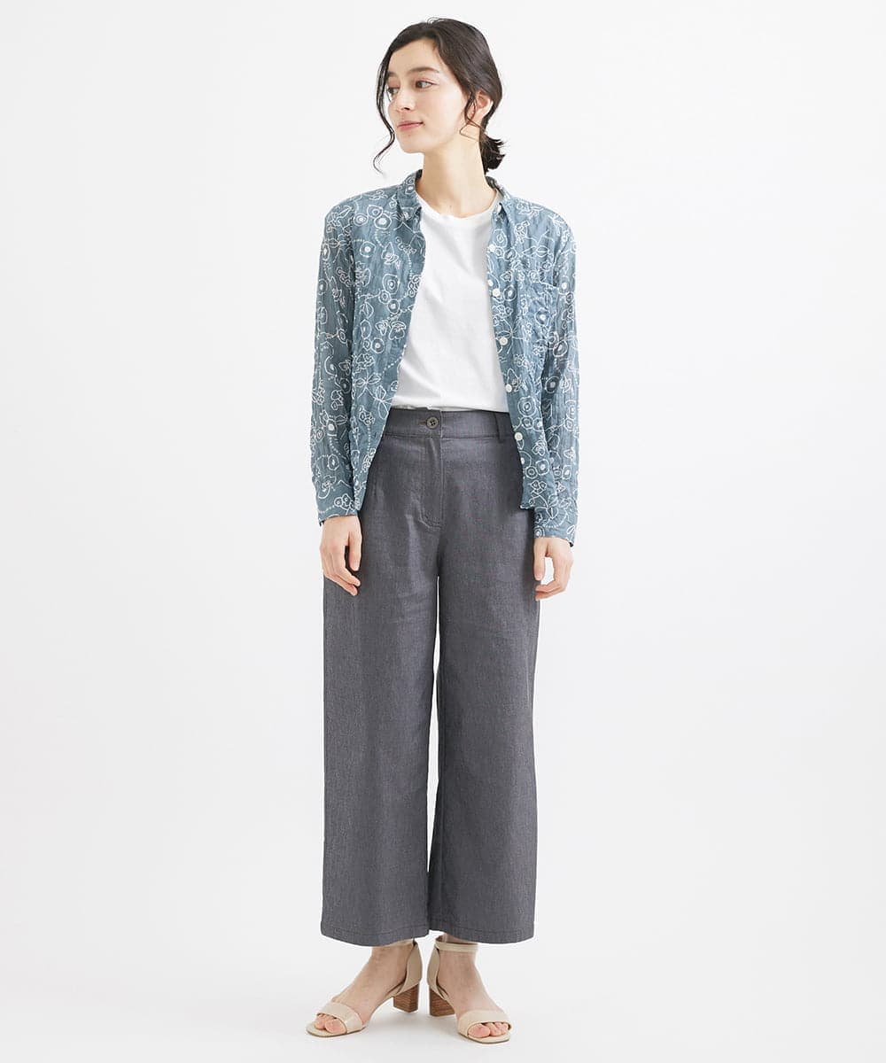 NHLEX82190 GIANNI LO GIUDICE(小さいサイズ)(メゾン ドゥ サンク) [セットアップ対応]デニムライクストレッチワイドパンツ ベージュ