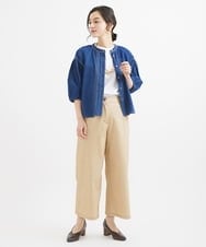 NHLEX82190 GIANNI LO GIUDICE(小さいサイズ)(メゾン ドゥ サンク) [セットアップ対応]デニムライクストレッチワイドパンツ ベージュ