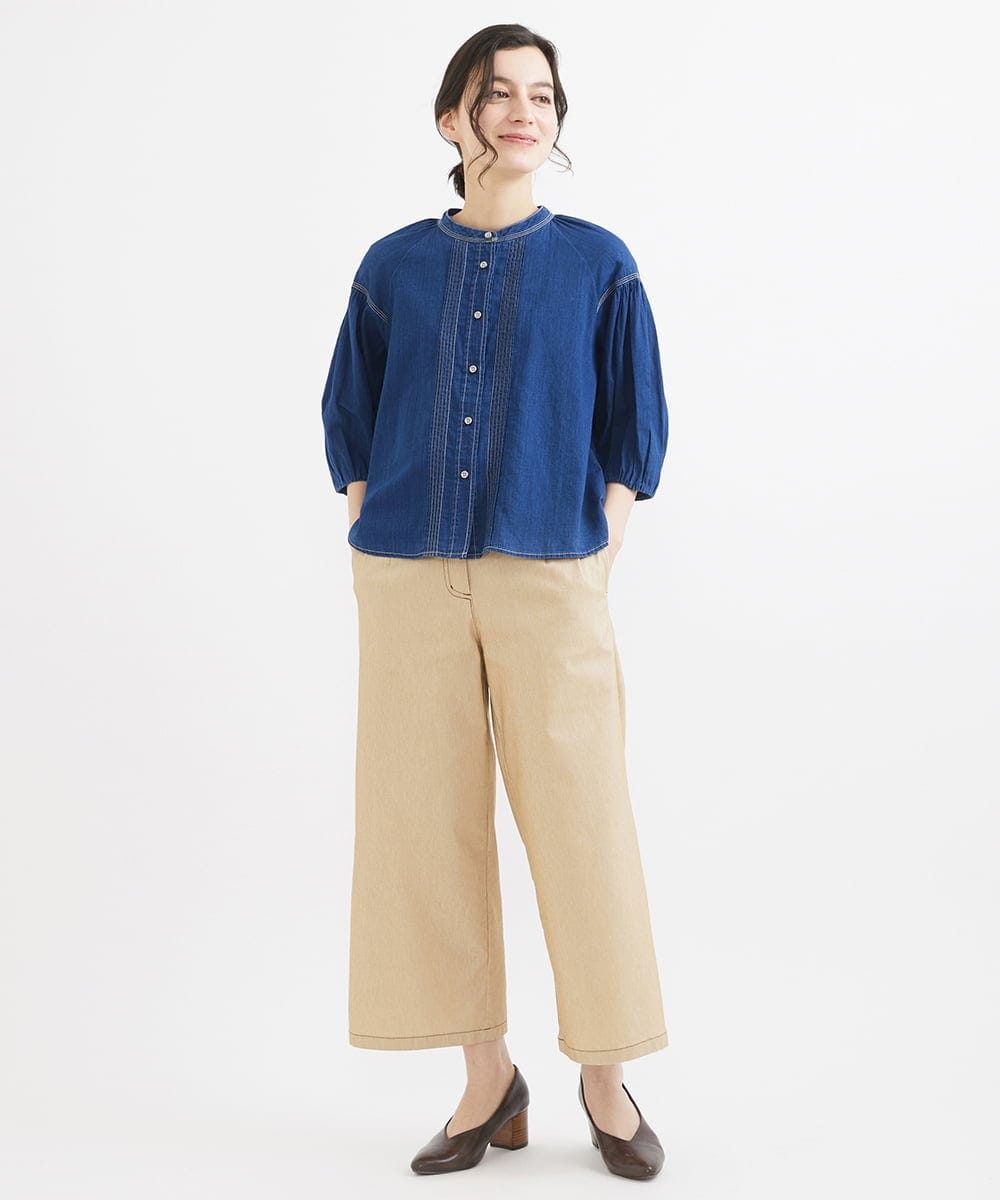 NHLEX82190 GIANNI LO GIUDICE(小さいサイズ)(メゾン ドゥ サンク) [セットアップ対応]デニムライクストレッチワイドパンツ ベージュ